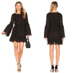 CUPCAKES AND CASHMERE RUBEN EYELET DRESS Black Mini Short Size SMALL